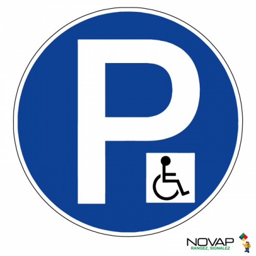 Panneau de signalisation - Parking réservé handicapés