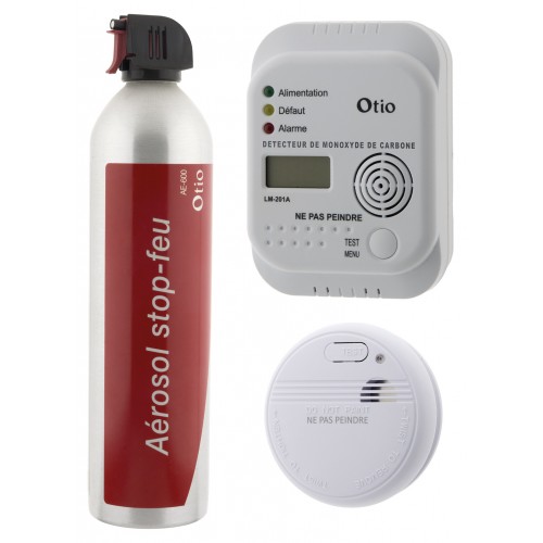 Kit sérénité appartement - détecteur fumée, monoxyde et aérosol extincteur - OTIO