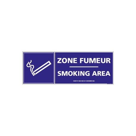Panneau Zone fumeur / Smoking area - alu - 350 x 125 mm