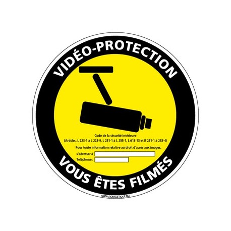 panneau vidéo-protection vous êtes filmés - alu - 350 mm