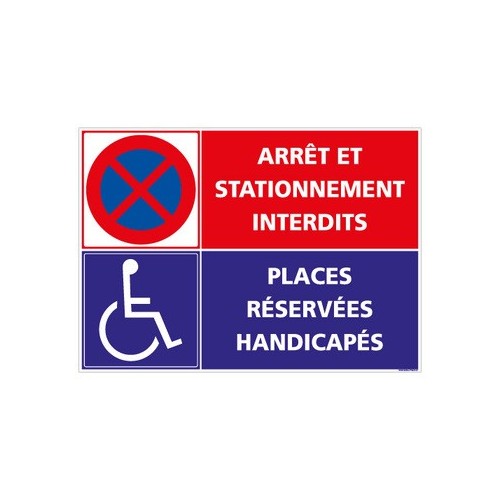 PANNEAU ARRÊT ET STATIONNEMENT INTERDITS - RÉSERVÉ HANDICAPÉ (L0261)
