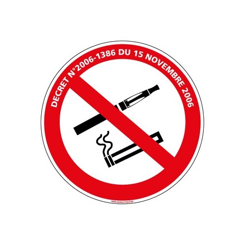 PANNEAU INTERDICTION DE FUMER ET DE VAPOTER AVEC LOI - alu Diam. 250 mm