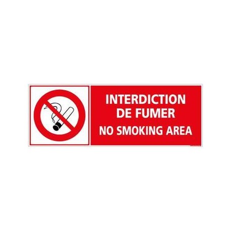 Panneau Interdiction de fumer (N0166) Aluminium 2 mm 350 x 125 mm